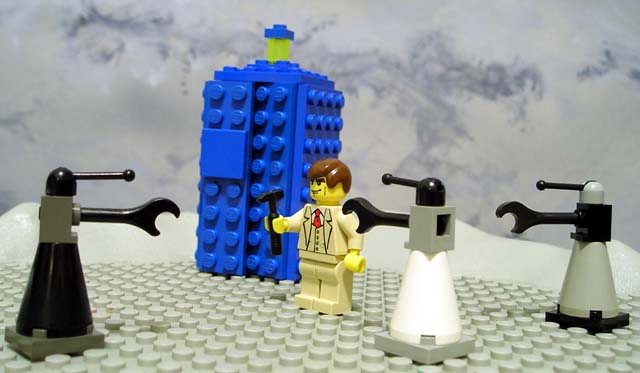 Picture of LEGO Daleks, Doctor, and TARDIS