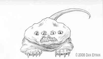 Sketch of a lumpy four-eyed dragon